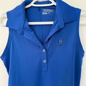 Nike Blue Sleeveless Fitted Polo Shirt - Small